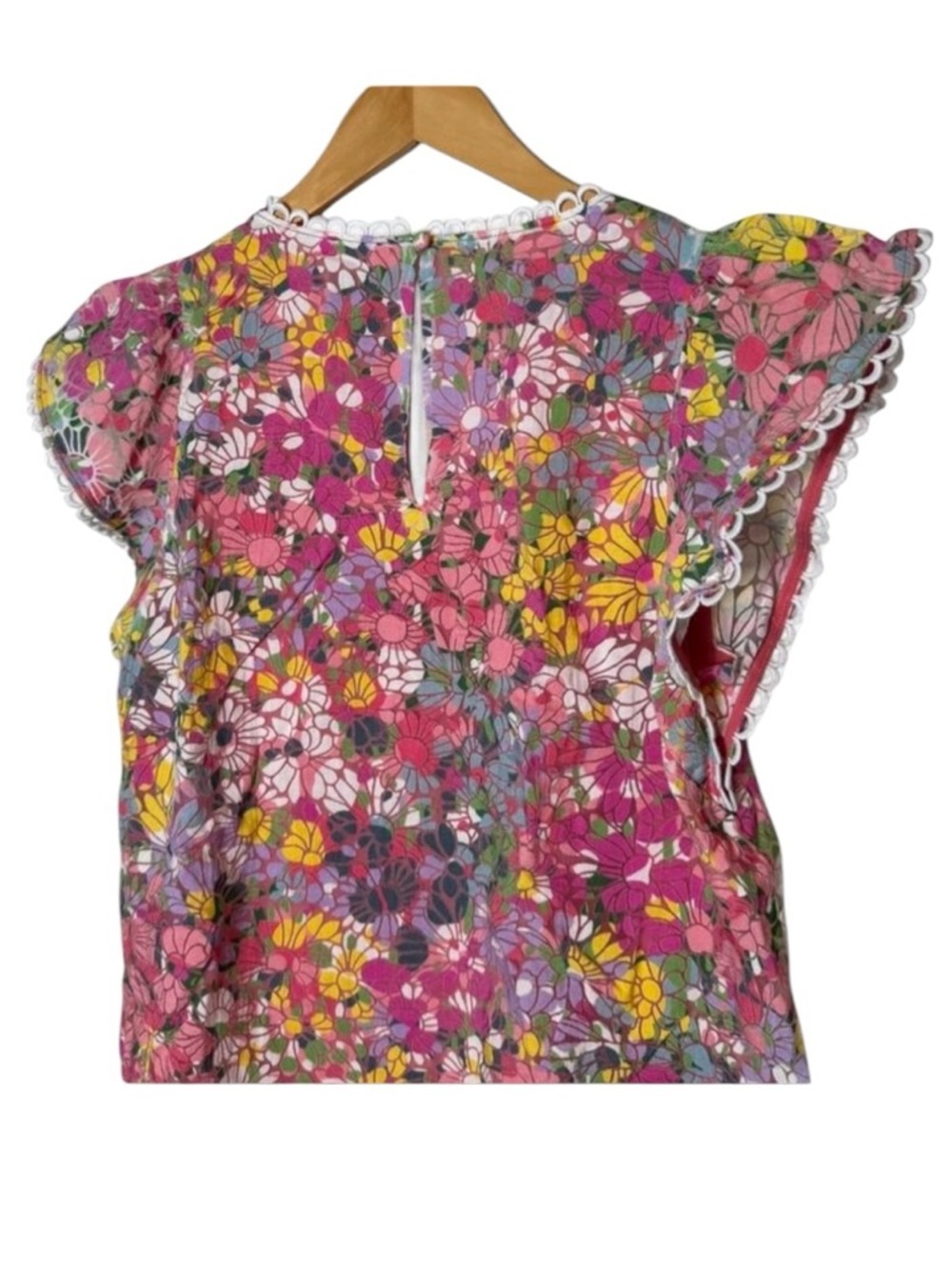 kate spade floral dots burnout blouse with scalloped trim and button front small - Picture 5 of 8